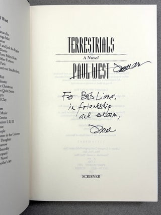 Terrestrials, a novel, inscribed to fellow PSU professor Robert Lima