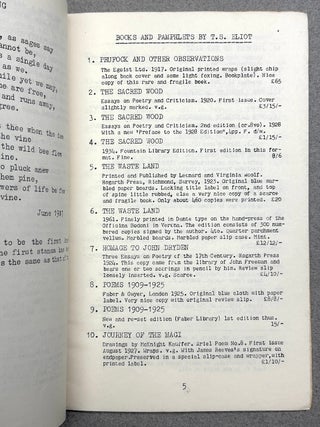 Catalog no. 98: T. S. Eliot (Feb. 1965)