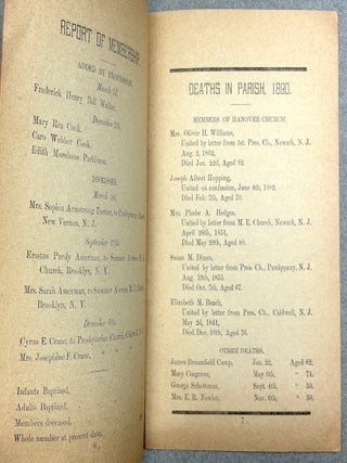 Manual of Presbyterian Church, Hanover, NJ 1888-1922 (15 separate booklets)