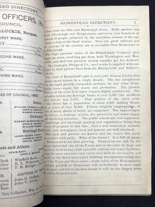 1890 Directory of Homestead PA, Munhall, Six Mile Ferry and Adjacent Parts of Mifflin Township, Allegheny County