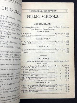 1890 Directory of Homestead PA, Munhall, Six Mile Ferry and Adjacent Parts of Mifflin Township, Allegheny County