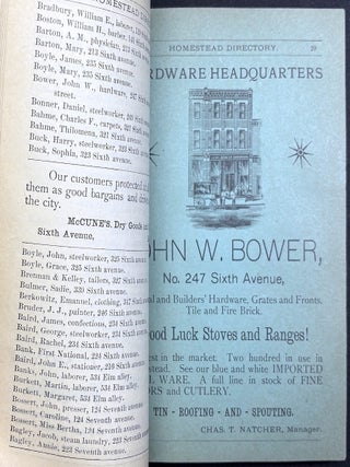 1890 Directory of Homestead PA, Munhall, Six Mile Ferry and Adjacent Parts of Mifflin Township, Allegheny County