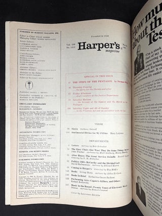 Harper's Magazine, March 1968, November 1968 & March 1971 with Mailer's The Steps of the Pentagon, Miami and Chicago, The Prisoner of Sex