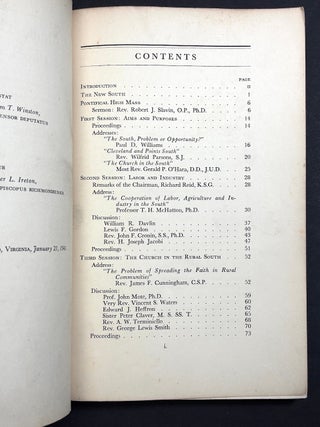 The Catholic Conference of the South, Report of the proceedings and addresses of the first annual meeting, Atlanta, GA. April 14, 15 and 16, 1940