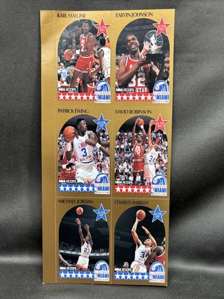 Souvenir program NBA All-Star Weekend 1991, with 1990 All-Star Cards (6: Jordan, Malone, Johnson, Robinson, Ewing, Barkley)