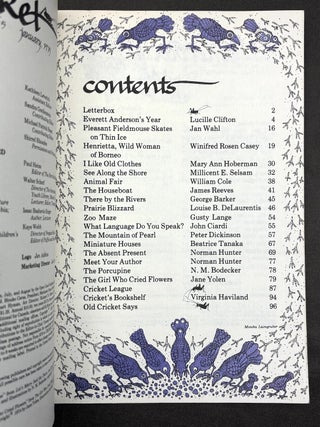 Cricket the magazine for children, Vol. 2, 1-12: Sept. 1974 - August 1975 (lacking nos. 6 & 10)