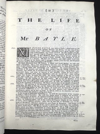 The Dictionary, Historical and Critical (1734), Vol. I only: A-Bi