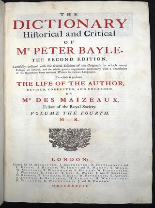 The Dictionary, Historical and Critical (1737), Vol. IV only: M-R