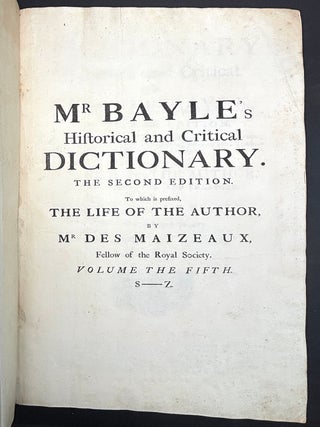 The Dictionary, Historical and Critical (1738), Vol. V only: S-Z