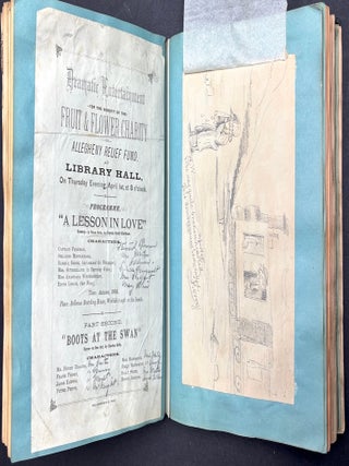 1870s Pittsburgh scrapbook of local news, theatricals, drawings, etc kept by daughter of Thomas Marshall Howe (Pittsburgh's leading citizen)