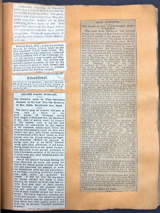 1870s Pittsburgh scrapbook of local news, theatricals, drawings, etc kept by daughter of Thomas Marshall Howe (Pittsburgh's leading citizen)