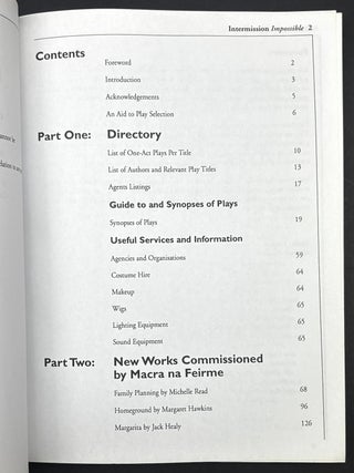 Intermission Impossible 2: A One Act Play Directory with 3 One Act Plays Commissioned by Macra na Feirme
