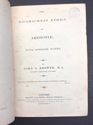 The Nicomachean Ethics, with English Notes by John S. Brewer