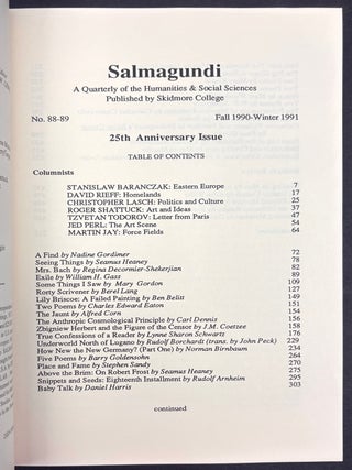 Salmagundi no. 88-89, Fall 1990 - Winter 1991, 25th Anniversary Issue