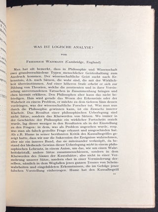 The Journal of Unified Science (Erkenntnis), 1939-1940, Vol. VIII, nos. 1-3; 4; 5-6 (complete final volume of the first series)