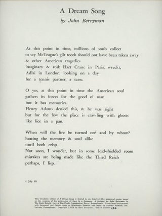 Item #rp0176 A Dream Song. John Berryman