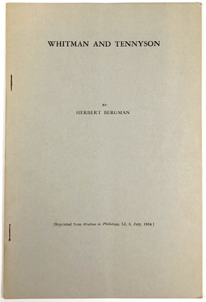 Item #s00010077 Whitman and Tenyson. Herbert Bergman, Walt Whitman