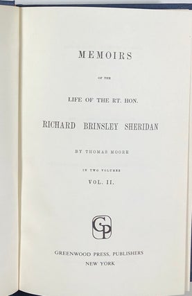 Memoirs of the Life of the Rt. Hon. Richard Brinsley Sheridan, 2 Vols.
