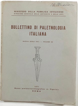 Item #s00010460 Bullettino di Paletnologia Italiana; Nuova Serie XXII, Volume 80. M. O. Acanfora,...