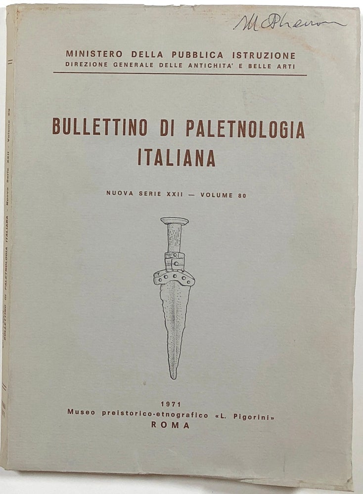 Item #s00010460 Bullettino di Paletnologia Italiana; Nuova Serie XXII, Volume 80. M. O. Acanfora, Maria Ornella Acanfora, Et. Al.
