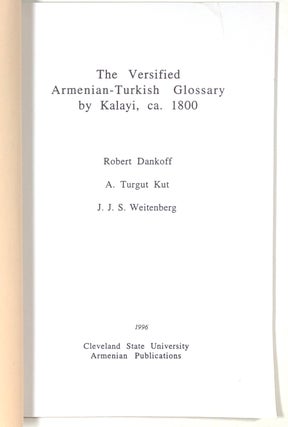 The Versified Armenian-Turkish Glossary by Kalayi, ca. 1800