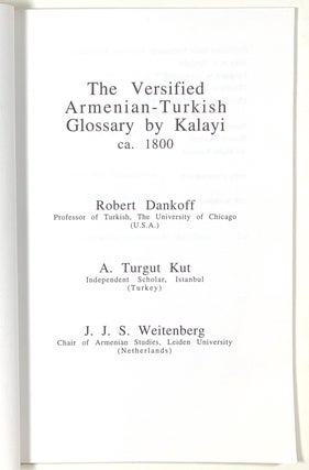 The Versified Armenian-Turkish Glossary by Kalayi, ca. 1800