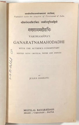 Vardhamana's Ganaratnamahodadhi; With the Author's Commentary, Edited with Critical Notes and Indices