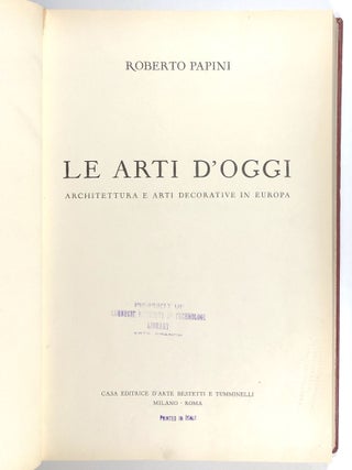 Le Arti D'Oggi: Architettura e Arti Decorative in Europa