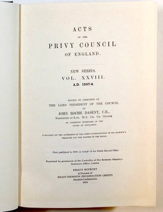 Acts of the Privy Council of England., New Series., Vol. XXVIII., A.D. 1597-8
