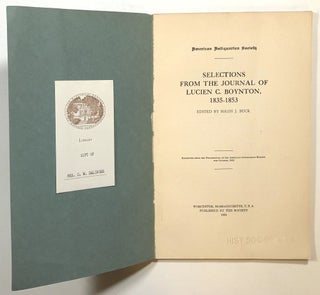 Selections from the Journal of Lucien C. Boynton, 1835-1853