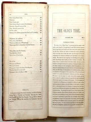 The Olden Time; a Monthly Publication, Devoted to the Preservation of Documents and Other Authentic Information in Relation to the Early Explorations, and the Settlement and Improvement of the Country Around the Head of the Ohio, Volume I--containing Vol. I, No. 1 (January, 1846) - Vol. I, No. 12 (December, 1846)