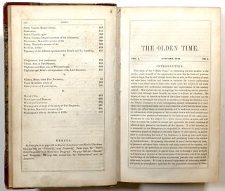 The Olden Time; a Monthly Publication, Devoted to the Preservation of Documents and Other Authentic Information in Relation to the Early Explorations, and the Settlement and Improvement of the Country Around the Head of the Ohio, Volume I--containing Vol. I, No. 1 (January, 1846) - Vol. I, No. 12 (December, 1846)