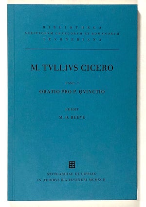 Item #s00020717 M. Tulli Ciceronis, Scripta Quae Manserunt Omnia, Fasc. 7: Oratio Pro P....