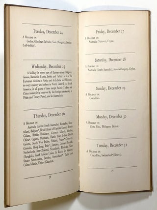 Bank and Public Holidays Throughout the World, 1918