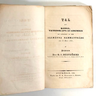 Arsberattelse om Framstegen i Fysik och Kemi, afgifven den 31 Mars 1838 af Jac. Berzelius, K. V. A. Segret