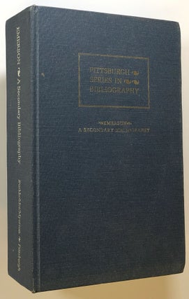 Item #s00023291 Emerson: An Annotated Secondary Bibliography; Pittsburgh Series in Bibliography....