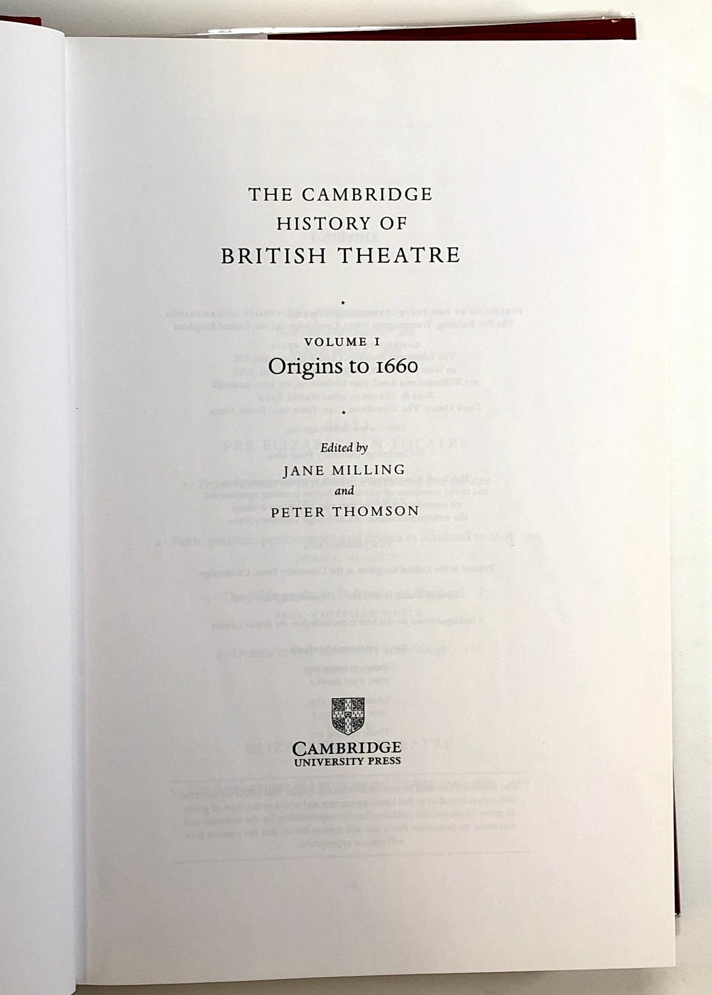 The Cambridge History of British Theatre, Volume 1: Origins to