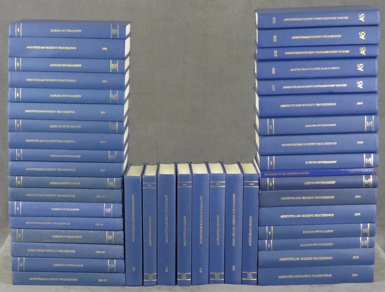 Item #s00025390 Run of Bound volumes of The Proceedings of the Aristotelian Society, 42 vols., run from 1987-2003 + many (though not all) from 2003 to 2009 + related softcover. Dorothy Edgington, Malcolm Budd, The Aristotelian Society.