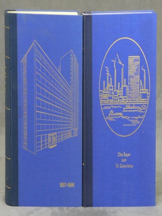 8 vols. related to the History of Bayer AG-- Veroffentlichungen des Wissenschaftlichen Hauptlaboratoriums der Farbenfabriken Bayer Aktiengesellschaft Leverkusen, 1945-1957; Ver&ouml;ffentlichungen aus dem Wissenschaftlichen Hauptlaboratorium der Farbenfabriken Bayer Aktiengesellschaft Leverkusen, Vol II., 1957-1966; Veroffentlichungen aus den Forschungslaboratorien der Farbenfabriken Bayer Aktiengesellschaft Leverkusen, 1967-1969; Veroffentlichungen aus den Forschungslaboratorien der Bayer AG zum 70. Geburtstag von Prof. Dr. Otto Bayer, 4.11.1972, Veroffentlichungen aus den Forschungslaboratorien der Bayer AG zum 75. Geburtstag von Prof. Dr. Dr. h. c. mult. Otto Bayer, 4. November 1977; Veroffentlichungen aus den Bayer-Laboratorien, 1977 bis 1980, Herrn Herbert Grunewald, dem Vorsitzenden des Vorstandes der BAYER AG, zum 25.jahrigen Dienstjubilaum gewidmet, 1. Juli 1981; Veroffentlichungen aus den Bayer-Laboratorien 1981 bis 1985, zum 65. Geburtstag von Prof. Dr. H. Gr&uuml;newald, 12. September 1986; Veroffentlichungen aus den Bayer-Laboratorien, 1986-1988 zum 40jahrigen Jubilaum von Hermann J. Strenger, 1. April 1989