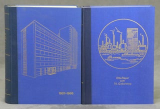 8 vols. related to the History of Bayer AG-- Veroffentlichungen des Wissenschaftlichen Hauptlaboratoriums der Farbenfabriken Bayer Aktiengesellschaft Leverkusen, 1945-1957; Veröffentlichungen aus dem Wissenschaftlichen Hauptlaboratorium der Farbenfabriken Bayer Aktiengesellschaft Leverkusen, Vol II., 1957-1966; Veroffentlichungen aus den Forschungslaboratorien der Farbenfabriken Bayer Aktiengesellschaft Leverkusen, 1967-1969; Veroffentlichungen aus den Forschungslaboratorien der Bayer AG zum 70. Geburtstag von Prof. Dr. Otto Bayer, 4.11.1972, Veroffentlichungen aus den Forschungslaboratorien der Bayer AG zum 75. Geburtstag von Prof. Dr. Dr. h. c. mult. Otto Bayer, 4. November 1977; Veroffentlichungen aus den Bayer-Laboratorien, 1977 bis 1980, Herrn Herbert Grunewald, dem Vorsitzenden des Vorstandes der BAYER AG, zum 25.jahrigen Dienstjubilaum gewidmet, 1. Juli 1981; Veroffentlichungen aus den Bayer-Laboratorien 1981 bis 1985, zum 65. Geburtstag von Prof. Dr. H. Grünewald, 12. September 1986; Veroffentlichungen aus den Bayer-Laboratorien, 1986-1988 zum 40jahrigen Jubilaum von Hermann J. Strenger, 1. April 1989