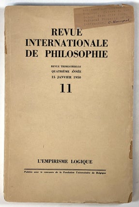 Item #s00026332 Revue internationale de Philosophie 11; Revue Trimestrielle; Quatrieme Annee, 15...