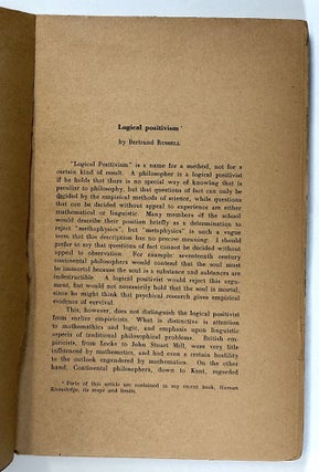 Revue internationale de Philosophie 11; Revue Trimestrielle; Quatrieme Annee, 15 Janvier 1950; L'empirisme Logique