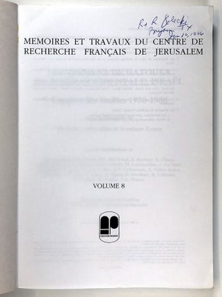Le Gisement de Hatoula en Judee Occidentale, Israel: Rapport de fouilles, 1980-1988; Memoires et Travaux du Centre de Recherche Francais de Jerusalem, no. 8