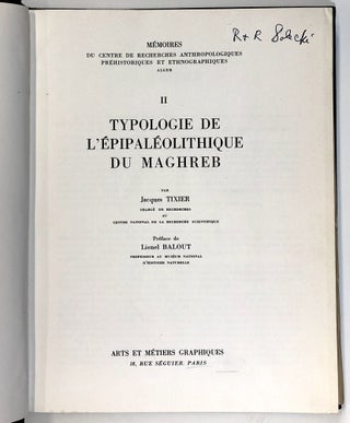 Typologie de L'epipaleolithique du Maghreb; Memoires du Centre de Recherches Anthropologiques Prehistoriques et Ethnographiques, Alger, II