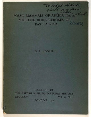 Item #s00026558 Fossil Mammals of Africa, No. 21: Miocene Rhinoceroses of East Africa; Bulletin...