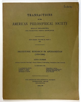 Item #s00026569 Prehistoric Research in Afghanistan (1959-1966); Transactions of the American...