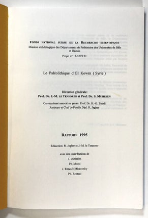 Le Paleolithique d'El Kowm (Syrie): Rapport 1995; Nadaouiyeh Ain Askar; Fonds National Suisse de la Recherche Scientifique