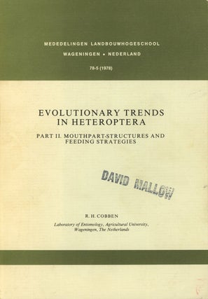 Item #s00027192 Evolutionary Trends in Heteroptera, Part II: Mouthpart-Structures and Feeding...