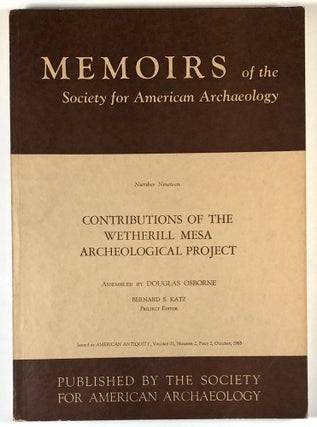 Item #s00027683 Contributions of the Wetherill Mesa Archeological Project; Memoirs of the Society...