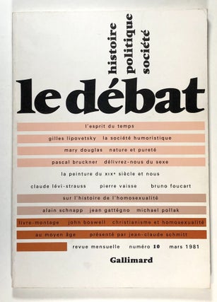 Item #s00027752 Le Debat, Numero 10, Mars 1981. Pierre Nora, ed., Claude Levi-Strauss, Pierre Vaisse